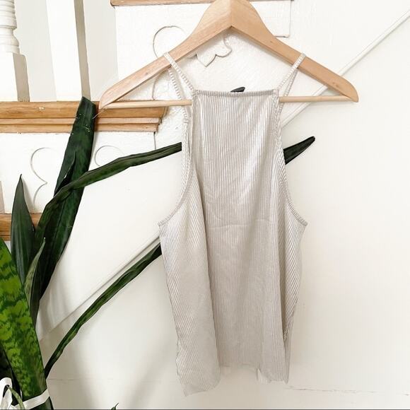 ALCOTT Silver sleeveless ribbed metallic blouse S - Picture 7 of 7